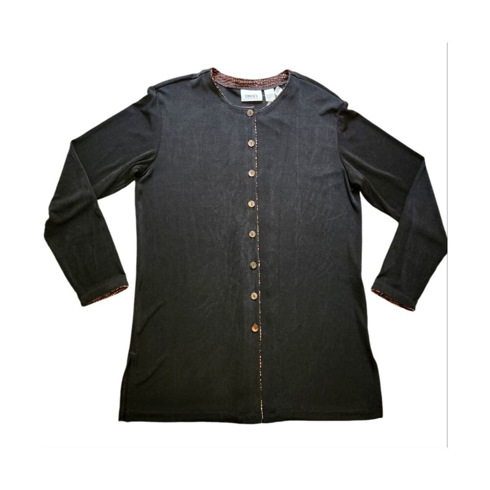 Chico's Travelers Piped Caro jacket black size L NWT